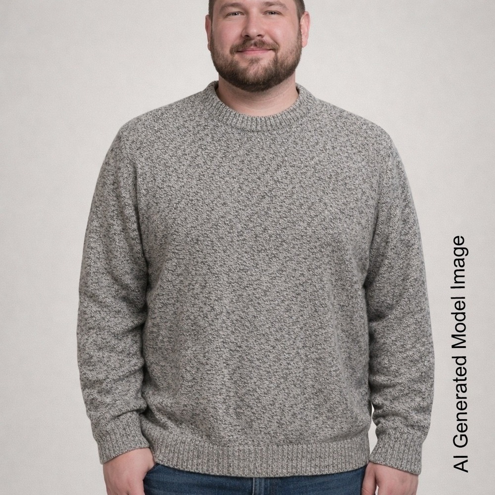 Croft & Barrow Mens Grey Marled‎ Knit Crewneck Sweater XL Pullover Ribbed Trim
